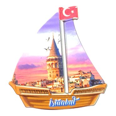 Toptan İstanbul Temalı Uv Baskılı Yelken Şekilli Magnet 77x80 mm - 8