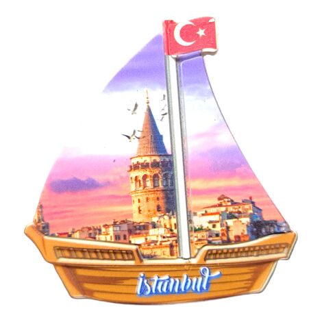 Toptan İstanbul Temalı Uv Baskılı Yelken Şekilli Magnet 77x80 mm - 8
