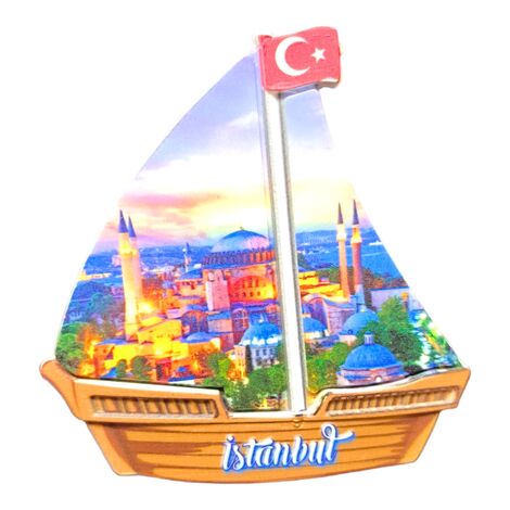 Toptan İstanbul Temalı Uv Baskılı Yelken Şekilli Magnet 77x80 mm - 9