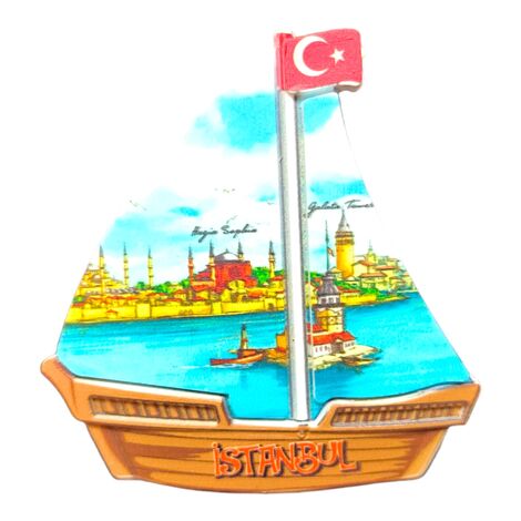 Toptan İstanbul Temalı Uv Baskılı Yelken Şekilli Magnet 77x80 mm - 11