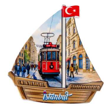 Toptan İstanbul Temalı Uv Baskılı Yelken Şekilli Magnet 77x80 mm - 13