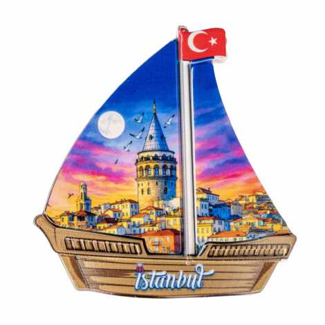 Toptan İstanbul Temalı Uv Baskılı Yelken Şekilli Magnet 77x80 mm - 8