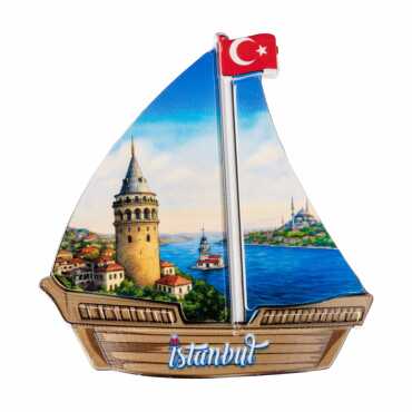 Toptan İstanbul Temalı Uv Baskılı Yelken Şekilli Magnet 77x80 mm - 9
