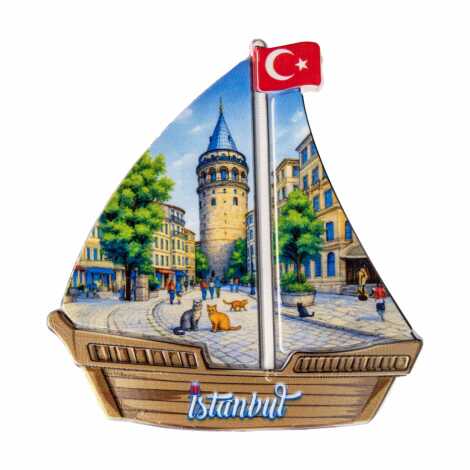 Toptan İstanbul Temalı Uv Baskılı Yelken Şekilli Magnet 77x80 mm - 11