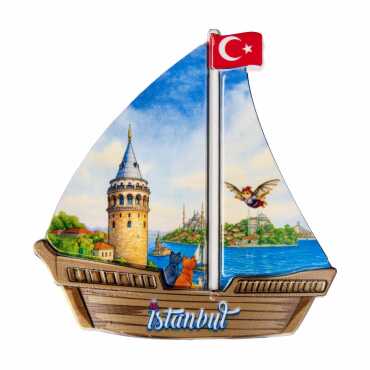 Toptan İstanbul Temalı Uv Baskılı Yelken Şekilli Magnet 77x80 mm - 5