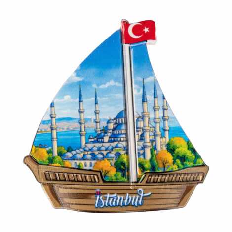 Toptan İstanbul Temalı Uv Baskılı Yelken Şekilli Magnet 77x80 mm - 12
