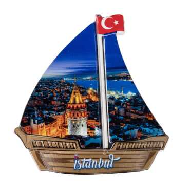 Toptan İstanbul Temalı Uv Baskılı Yelken Şekilli Magnet 77x80 mm - 4