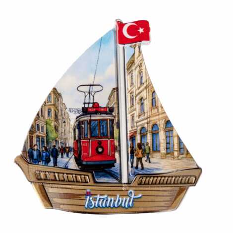 Toptan İstanbul Temalı Uv Baskılı Yelken Şekilli Magnet 77x80 mm - 16