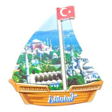 Toptan İstanbul Temalı Uv Baskılı Yelken Şekilli Magnet 77x80 mm - 22