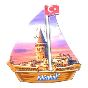 Toptan İstanbul Temalı Uv Baskılı Yelken Şekilli Magnet 77x80 mm - 23