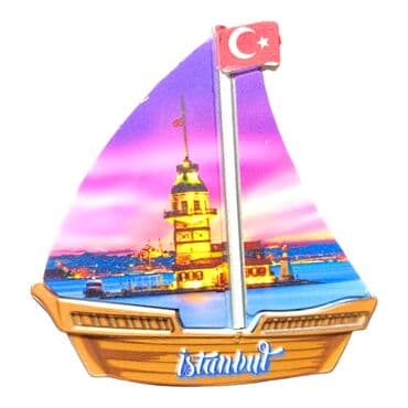 Toptan İstanbul Temalı Uv Baskılı Yelken Şekilli Magnet 77x80 mm - 25