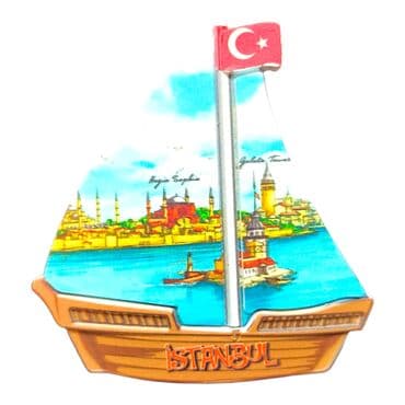 Toptan İstanbul Temalı Uv Baskılı Yelken Şekilli Magnet 77x80 mm - 26