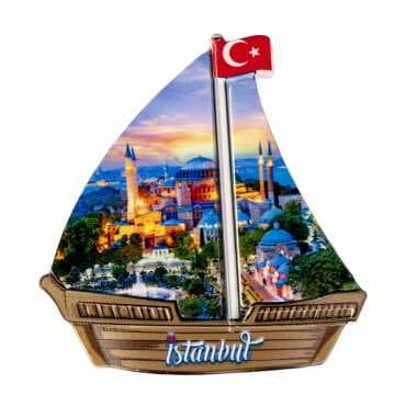 Toptan İstanbul Temalı Uv Baskılı Yelken Şekilli Magnet 77x80 mm - 7