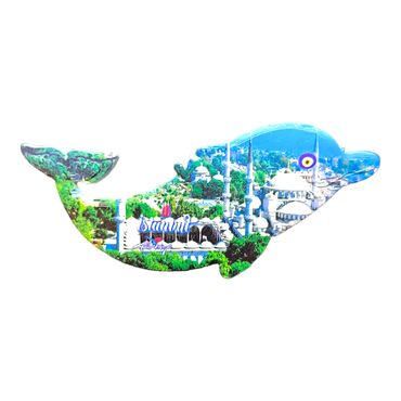 Toptan İstanbul Temalı Uv Baskılı Yunus Şekilli Magnet 110x50 mm - Myros