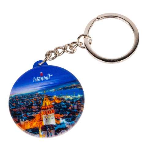 Toptan İstanbul Temalı Uv Baskılı Yuvarlak Anahtarlık 38x100 mm - 9