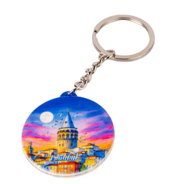 Toptan İstanbul Temalı Uv Baskılı Yuvarlak Anahtarlık 38x100 mm - 4