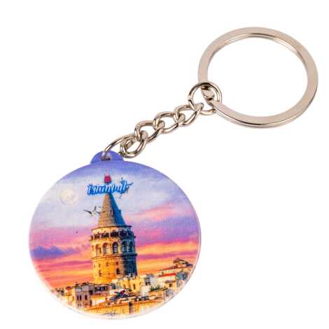 Toptan İstanbul Temalı Uv Baskılı Yuvarlak Anahtarlık 38x100 mm - 6