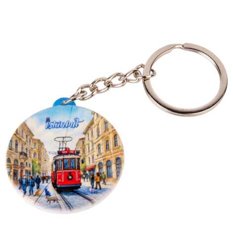 Toptan İstanbul Temalı Uv Baskılı Yuvarlak Anahtarlık 38x100 mm - 2