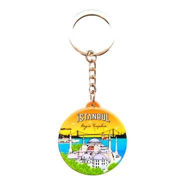 Toptan İstanbul Temalı Uv Baskılı Yuvarlak Anahtarlık 38x100 mm - 19