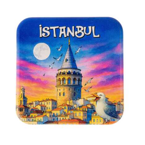 İstanbul Temalı Uv Kare Yöresel Bardakaltı 97 Mm - 1
