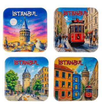 İstanbul Temalı Uv Kare Yöresel Bardakaltı 97 Mm - 2