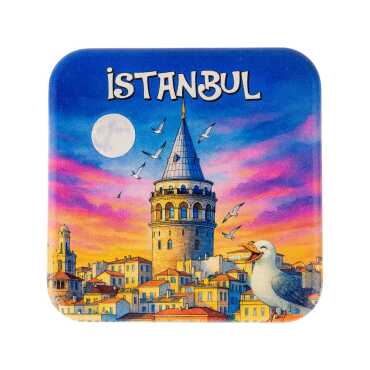 İstanbul Temalı Uv Kare Yöresel Bardakaltı 97 Mm - 5