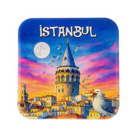 İstanbul Temalı Uv Kare Yöresel Bardakaltı 97 Mm - 5