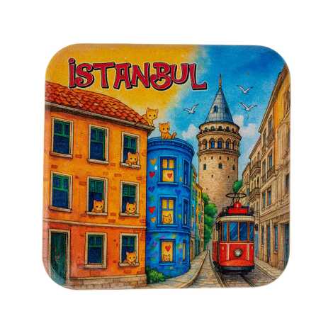 İstanbul Temalı Uv Kare Yöresel Bardakaltı 97 Mm - 6