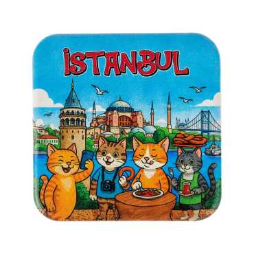 İstanbul Temalı Uv Kare Yöresel Bardakaltı 97 Mm - 9