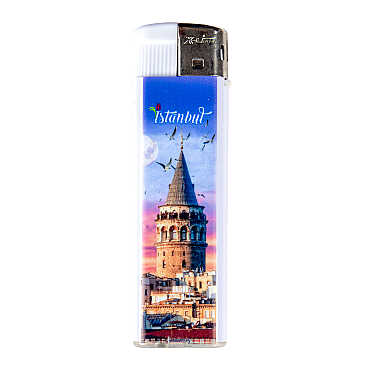 İstanbul Temalı UV Plastik Beyaz Baskılı Çakmak - 5