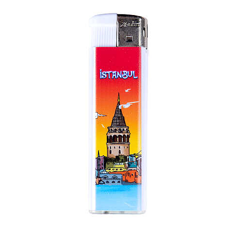 İstanbul Temalı UV Plastik Beyaz Baskılı Çakmak - 7