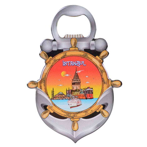 Istanbul Themed Anchor Shaped Metal Magnetic Bottle Opener 105x72 mm