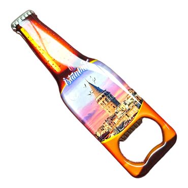 Istanbul Themed Beer Bottle Shaped Metal Magnetic Bottle Opener 130x39 mm - Thumbnail