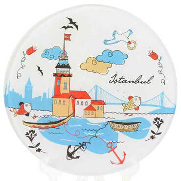 Myros - Istanbul Themed Bespoke Printed Glass Plate 21 Cm