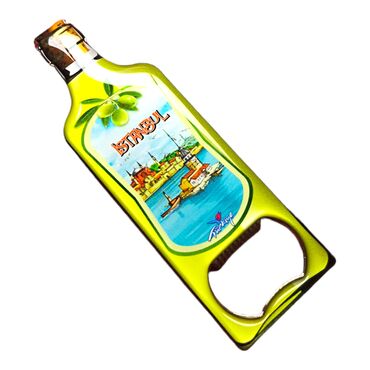 Istanbul Themed Bottle Shaped Metal Magnetic Bottle Opener 115x39 mm - Thumbnail