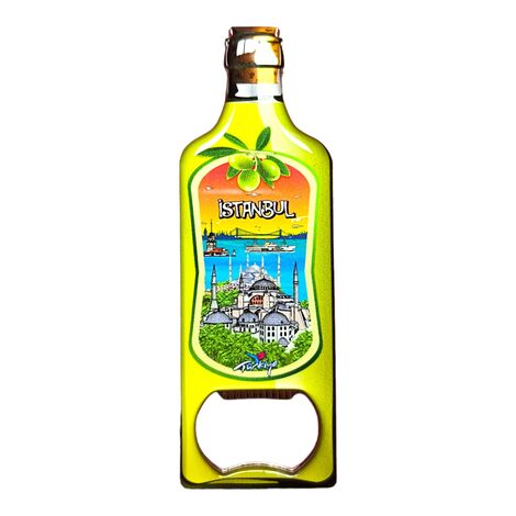 Istanbul Themed Bottle Shaped Metal Magnetic Bottle Opener 115x39 mm - 6