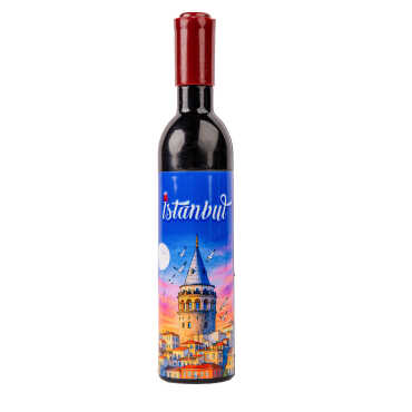Istanbul Themed Bottle Shaped Metal Wine Bottle Corkscrew Opener-Magnetic 115x25x25 mm - Myros