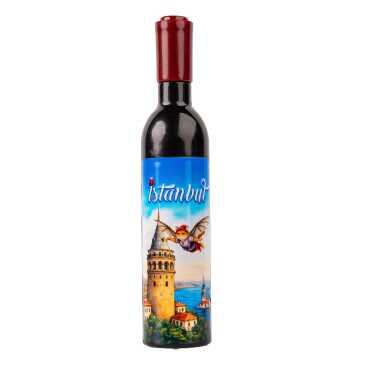 Istanbul Themed Bottle Shaped Metal Wine Bottle Corkscrew Opener-Magnetic 115x25x25 mm - 5