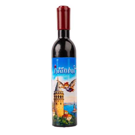 Istanbul Themed Bottle Shaped Metal Wine Bottle Corkscrew Opener-Magnetic 115x25x25 mm - 5