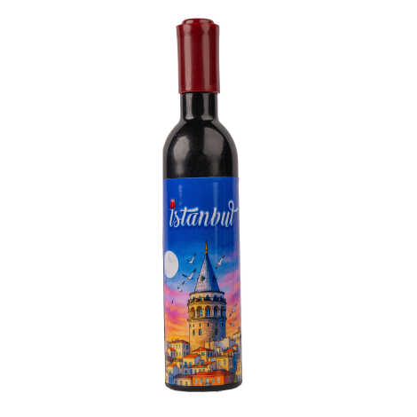 Istanbul Themed Bottle Shaped Metal Wine Bottle Corkscrew Opener-Magnetic 115x25x25 mm - 3