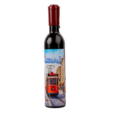 Istanbul Themed Bottle Shaped Metal Wine Bottle Corkscrew Opener-Magnetic 115x25x25 mm - 2