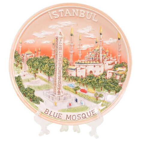 Istanbul Themed Brown Ceramic Plate 20 Cm