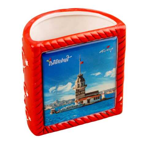 Istanbul Themed Ceramic Moon & Star Pencil Holder - 1