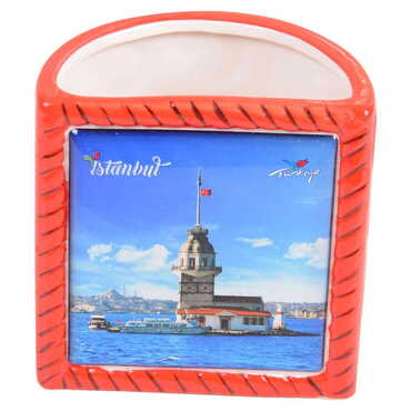 Istanbul Themed Ceramic Moon & Star Pencil Holder - Thumbnail