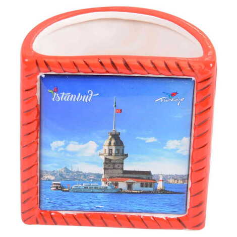 Istanbul Themed Ceramic Moon & Star Pencil Holder