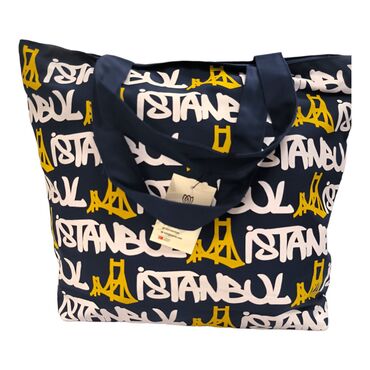 Istanbul Themed Classic Beach Bag - Thumbnail