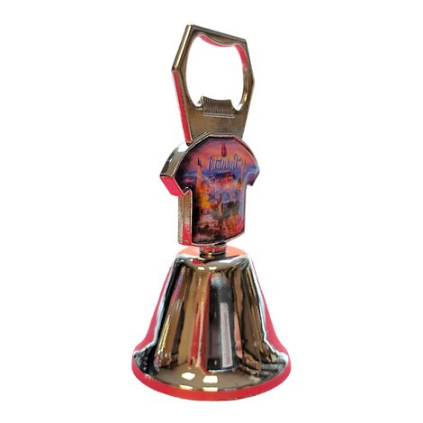 Istanbul Themed Collectible Souvenir Double Side Metal Bell With Opener 44x94 mm