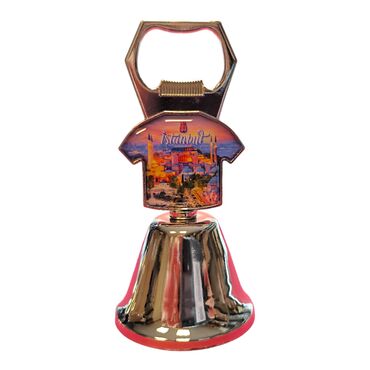 Istanbul Themed Collectible Souvenir Double Side Metal Bell With Opener 44x94 mm - Thumbnail