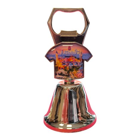 Istanbul Themed Collectible Souvenir Double Side Metal Bell With Opener 44x94 mm