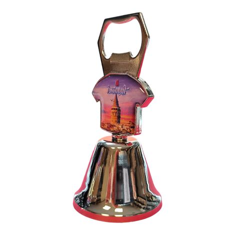 Istanbul Themed Collectible Souvenir Double Side Metal Bell With Opener 44x94 mm